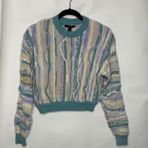 Forever 21 3D Textured Multicolor Cropped Sweater
